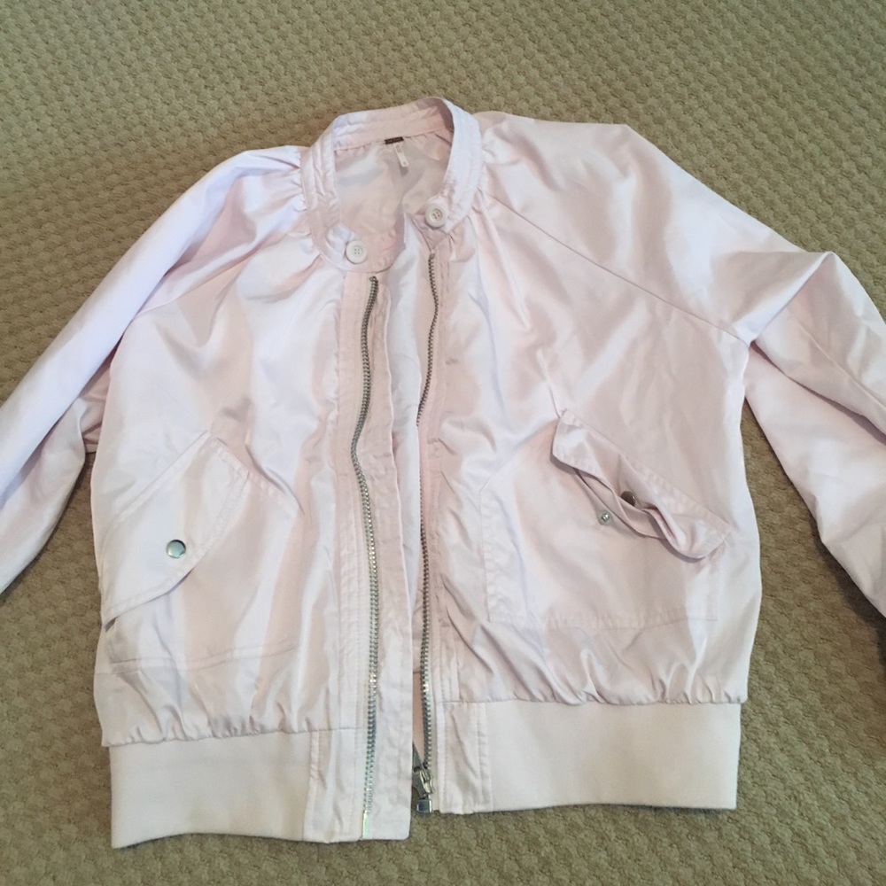 Free People Light Pink Bomber Jacket